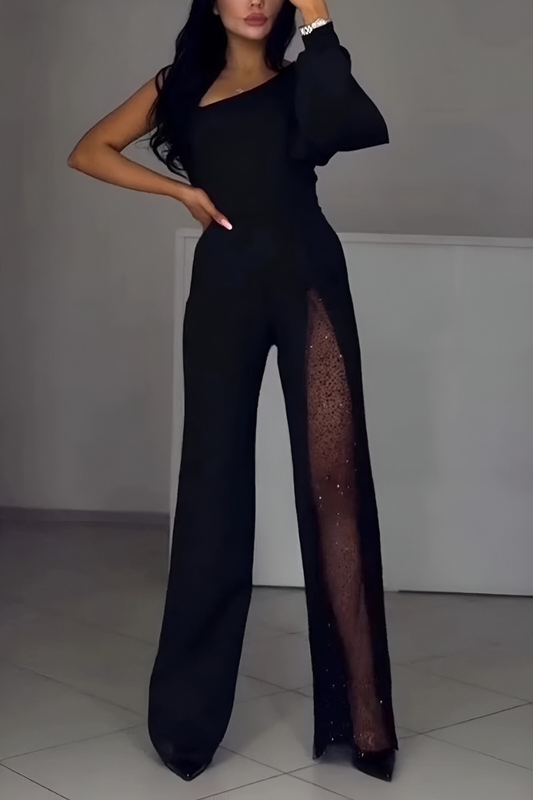 Artemis | Elegante mono de un solo hombro con detalles brillantes