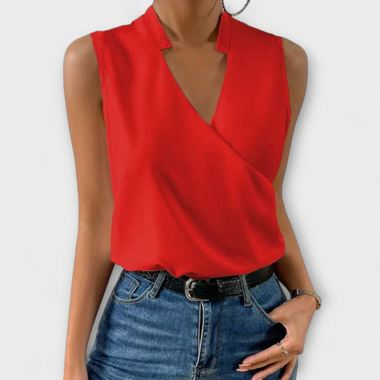 Top veraniego suave con cuello en V